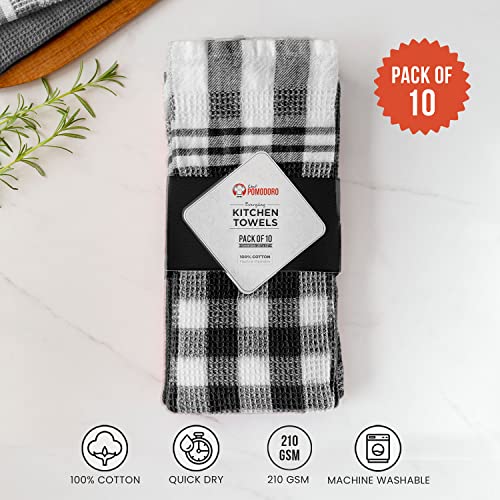 Miniatura 2 de Chef Pomodoro Paños De Cocina Gofre - Paquete De 10 - Trapos Cocina Algodón 100 , Bayetas De 38 Cm X 63 Cm - Trapos De Cocina Para Secar - Textiles De Cocina Pack De 10, Negro