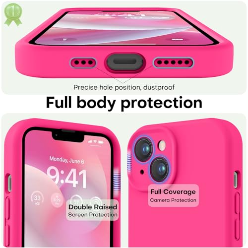 Image of LOVE 3000 Designed for iPhone 14 Case, Premium Silicone with [Soft Anti-Scratch Microfiber Lining] Shockproof Protective Phone Case for Men Women Girls 6.1 inch, Hot Pink