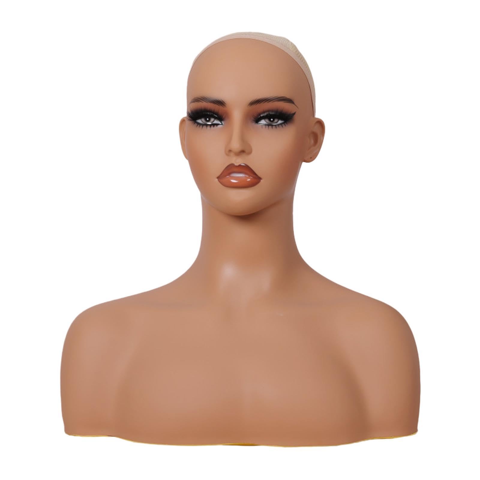 UJEAVETTE® Manikin Head and Shoulders PVC Head Bust for Hat Sunglasses Makeup Necklaces-image-9