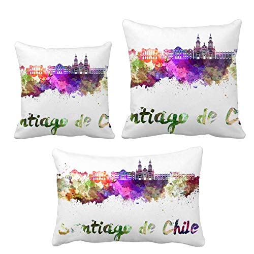 DIYthinker Santiago du Chili Ville aquarelle avec housse de coussin pour décoration de la maison...