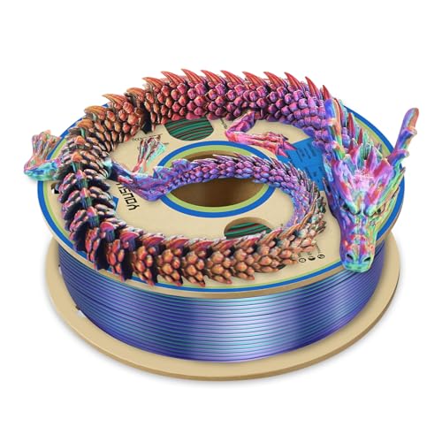 Image of YOUSU 3D Printer Filament 1.75mm,Tri-Colors PLA Filament,Shiny Silk Coextruded PLA, Silk Green Purple Copper Filament, 1kg /2.2lbs