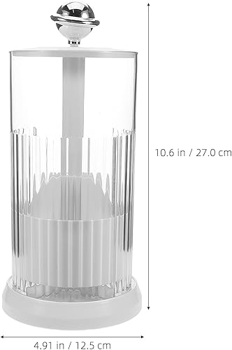 Miniatura 2 de Rotating Makeup Brush Holder with Adjustable Height and Swivel Base White Dustproof Cosmetic Organizer Box for Vanity and Bathroom Countertop