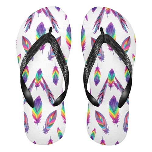 STAYTOP Colorful Tribal Feathers Flip Flops Sandals of Men's & Women's,Sandals Beach Slippers Shower Slides