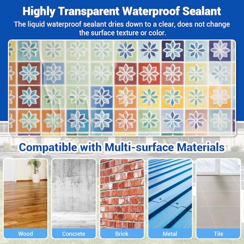 Image of Transparent Waterproof Coating, 5 Gallon Clear Waterproof Anti Leakage Sealant, Inivisible Agent Water Proof Sealant Protection for Indoor and Outdoor Sealing, Gutter, Wall, Roof Repair Leaks
