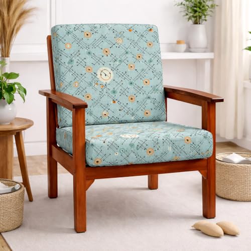 Image of STITCHNEST 'Contour Fit Series' Stretchable Printed Wooden Sofa Cover (Pack of 6) - Elastic Wooden Chair Cover | Wooden Sofa Seat Cover | Size - 20-21 x 20-21 x 3-5 in