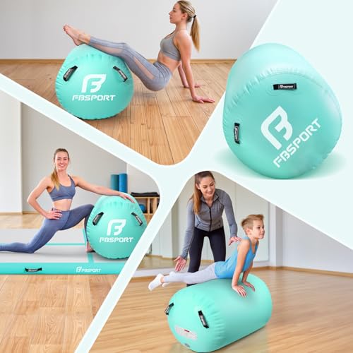 Tapis de gym gonflable vert de 4 mètres avec rouleau de tumbling robuste