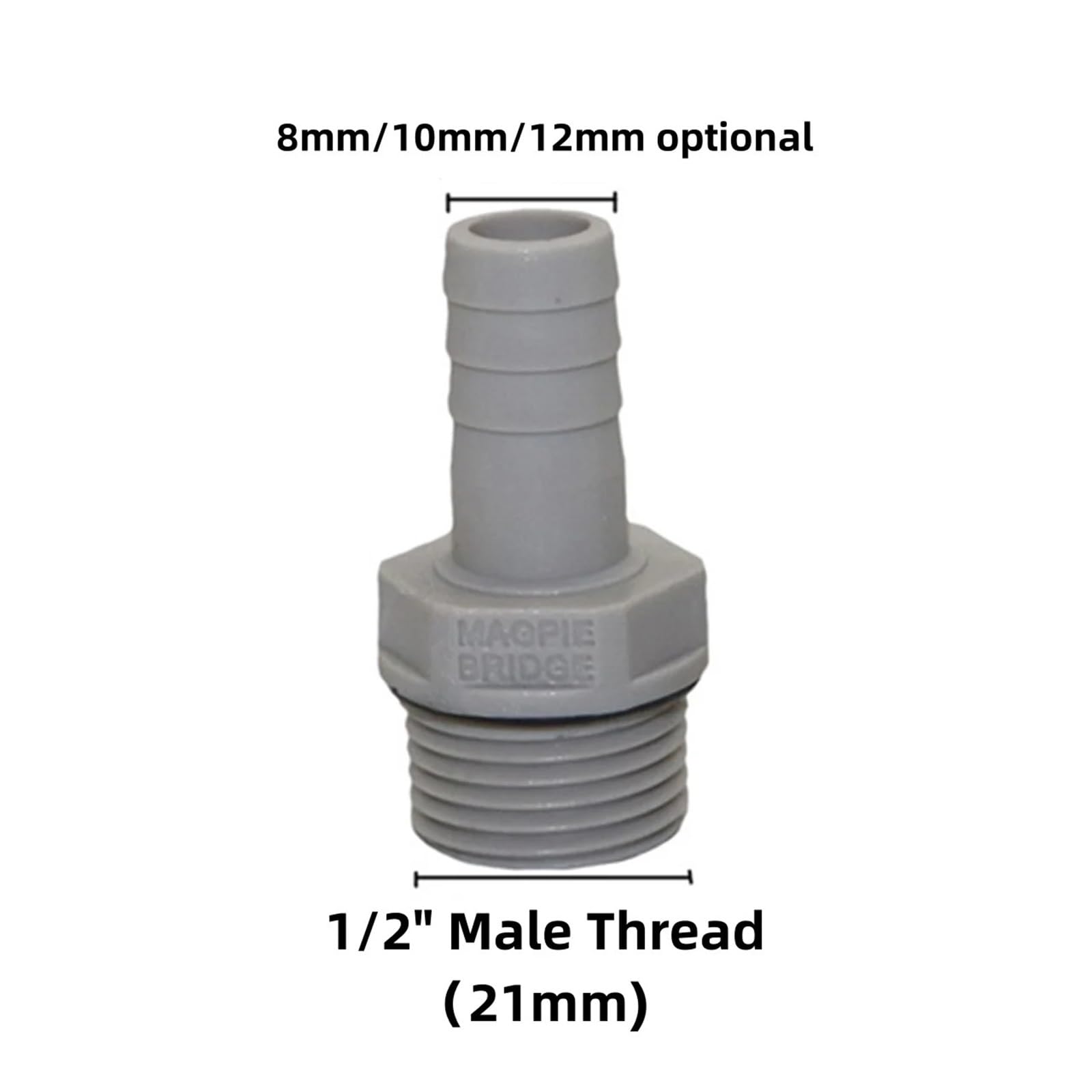 0.3 cm 0.6 cm 1 cm 1.3 cm gwint męski do 6/8/10/12 mm wąż kolczasty proste złącze plastikowe złącze pompy powietrza do akwarium adapter rury wodnej (złącze gwintowe 1I2, 8 mm, 1 szt.)