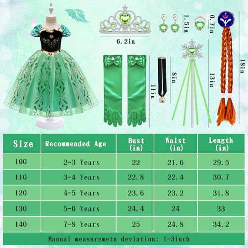 Latocos 10Pcs Light Up Frozen Anna Costume For Girls Kids Princess Dress Up Cloths For Little Girls Halloween Cosplay thumb #6