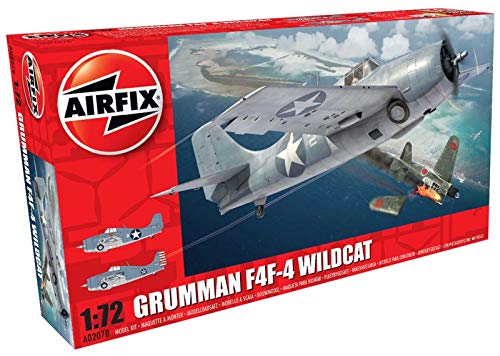 Airfix Grumman F4F-4 Wildcat 1:72 WWII Military Aviation Plastic Model Kit A02070, Set of 2 LED 158