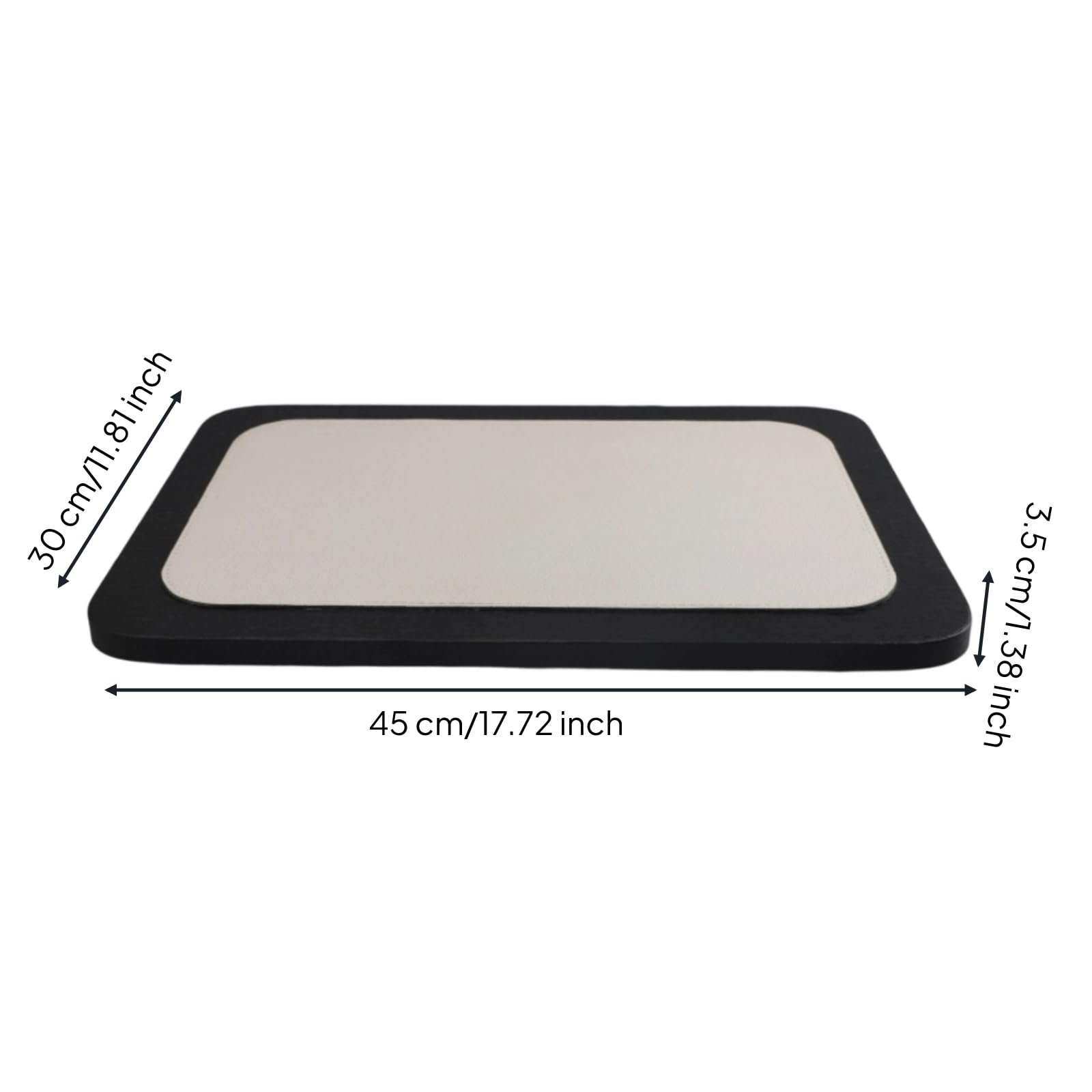 Vassoio con Interno in Materiale, Grigio, Grande 45 30 3.5cm | Minimalista, Svuotatasche, Elegante, Portaoggetti, per Ingresso, Comò