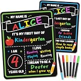 IJIGU First & Last Day of School Chalkboard, 11.3 x 14 Inch Double Sided Back to School Sign for Kids/Girls/Boys, Reusable Wooden 1st Day of Preschool/Kindergarten Photo Props