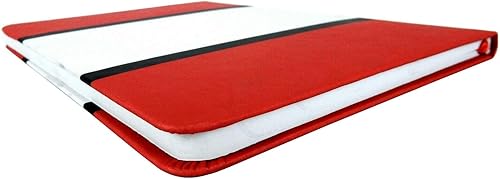 Miniatura 7 de Sweda Cuaderno de tapa dura de alta calidad, elegante diseño rojo y blanco, 80 páginas rayadas, cierre elástico, bolsillo para documentos, elegante
