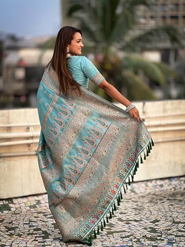 Image of Original Pashmina Kashmiri Silk Zari Woven Saree