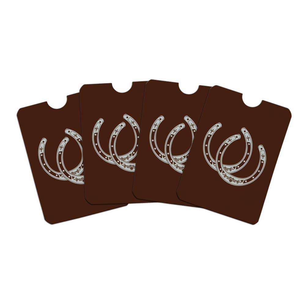 Horseshoe Lucky Double Cowboy Brown Credit Card RFID Blocker Holder Protector Wallet Purse Sleeves Set of 4