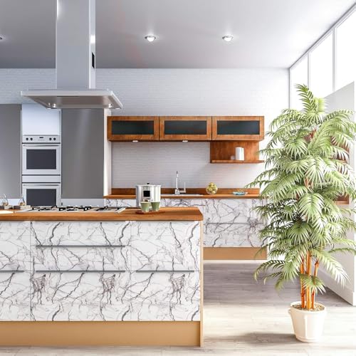 Image of WALLMATE Marble Wallpaper Self Adheisve Marble Wallpaper Waterproof Countertop Furniture Kitchen Marble Sticker (Rosso Crema, 12x96 Inch)