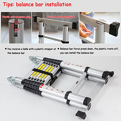 Autofu LADDERS EXTENDABLE TELESCOPIC 5M 16.4 Feet Telescoping Ladder A-Type Extension Multi Purpose Step Ladders,Max Capacity Loading 150Kg/330Lb thumb #4