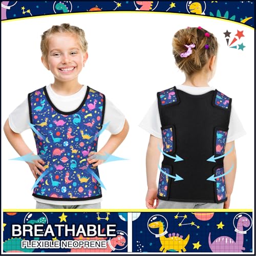 Image of Janmercy Kids Compression Vest Ages 2 to 9 Soft Adjustable Breathable Neoprene Comfort Vest for Boys Girls School Home Daily(Dinosaur,Small)