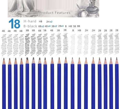 Image of Corslet 31 PC Drawing Pencils for Artists Kit 1 Hb Pencil Kit with A5 Sketch Book Sketching Kit Charcoal Pencil Art Supplies for Artist Blending Stump Sketch Pencils Set for Artists Drawing Kit Set