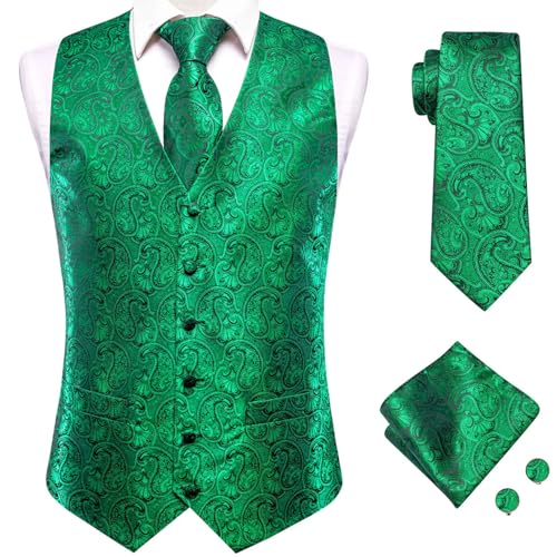 Men’s Wedding Silk Waistcoat Set – Formal Suit Vest with Tie, Pocket Square & Cufflinks for Business3