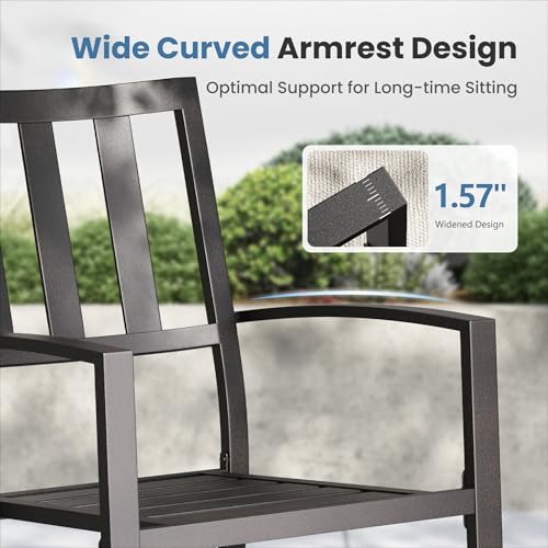 Image of PHI VILLA 7pcs Outdoor Table and Chairs,60 inch Rectangular w /Umbrella Hole | Outdoor Dining Set for 6 for Patio, Deck, Yard, Garden