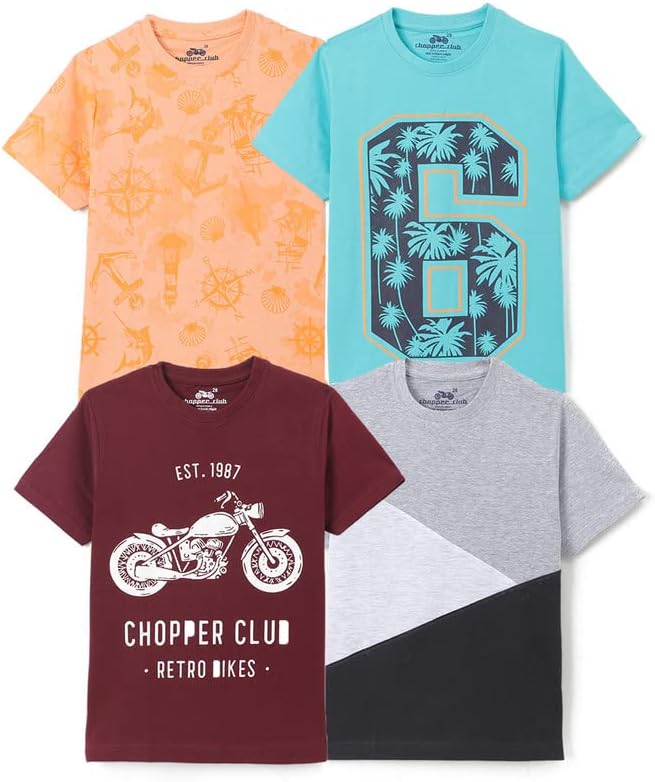 chopper club Boys T Shirts Multi-Pack Regular Fit Tees for Boys (Sizes US 3-14)