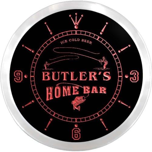 ADVPRO ncx1091-tm Butler's Home Bar Fishing Hole Custom Name Neon Sign Clock