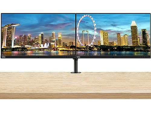 Image of Lenovo ThinkVision P27u 3840 x 2160 LED Backlit Ultra HD 4K LCD Monitor, 2-Pack Bundle with HDMI, DisplayPort, Daisy Chain Ready, Dock, USB-C, Integrated Speakers, Desk Mount Dual Monitor Stand