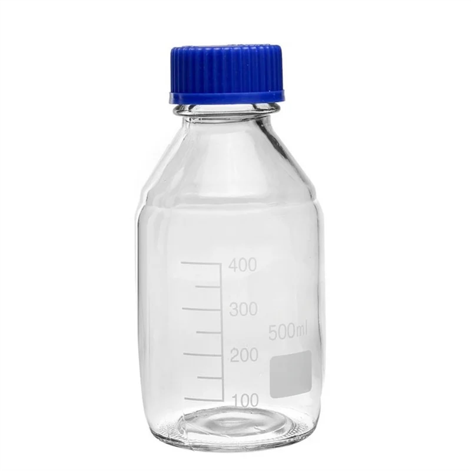 Botella de reactivo de vidrio de borosilicato de laboratorio transparente de 100ml 250ml 500ml 1000ml con tapa azul de tornillo