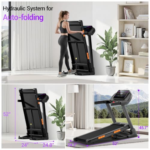Image of LONTEK Electric Treadmill with 2%-20% Automatic Incline, 400lbs Capacity | 4.0HP Quiet Brushless Motor, Perfect for Home Office Workouts, Running, Jogging, Aand Daily Fitness Routines
