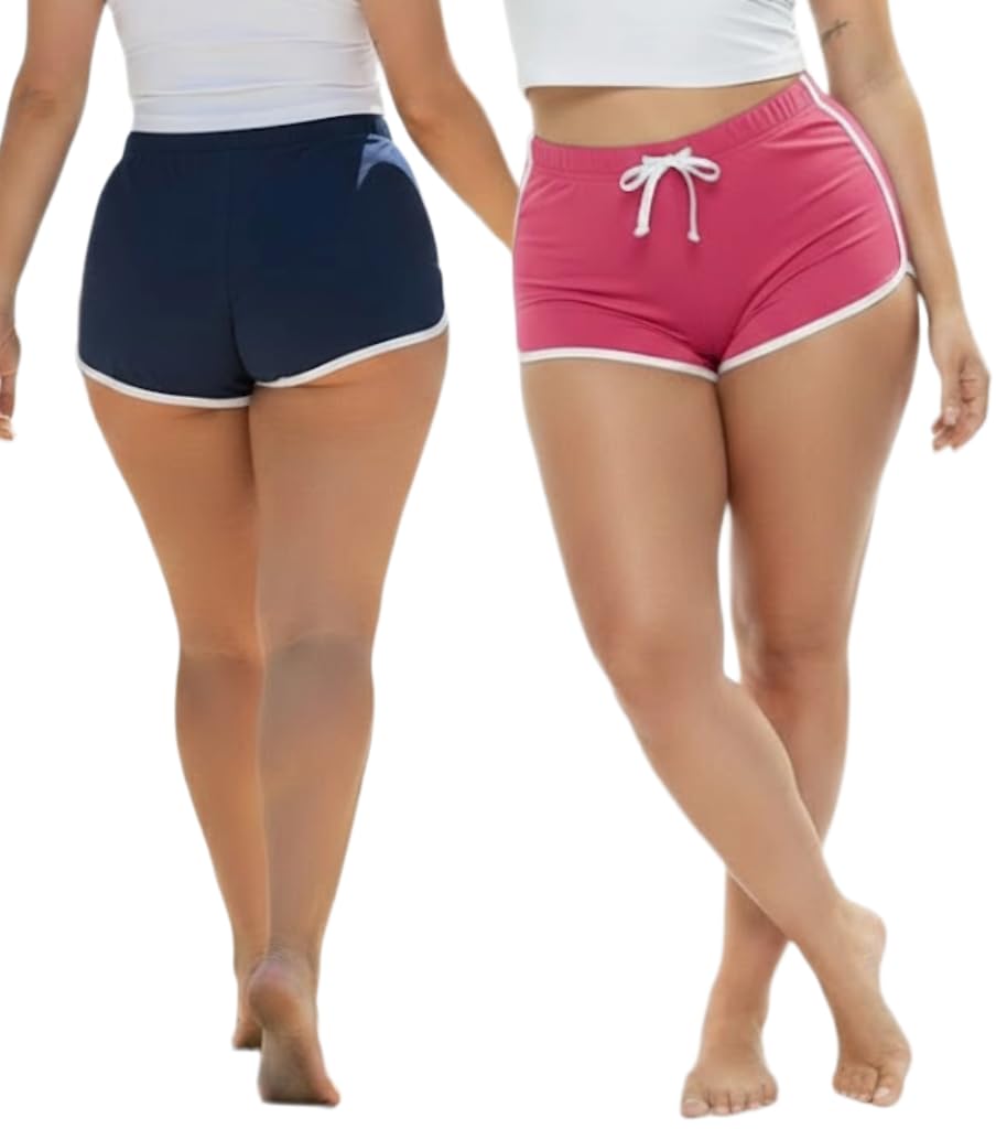 eha Womens Shorts Cotton High Waist Casual Summer Shorts for Women Stretchable Lycra Sports Gym Running Workout Yoga|Biker Shorts Cycling Shorts Comfortable Casual Wear Bottomwear-Pack of 2-picture-38