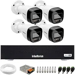 Kit 4 Câmeras Intelbras Vhd 1220 B G7 Full Color Bullet Full Hd 1080p Multi Hd Ir 20m + Dvr Intelbras Mhdx 1004-c 4 Canais