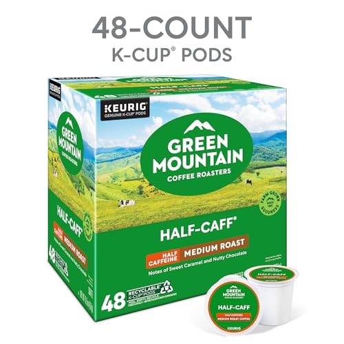 Image of Green Mountain Coffee Roasters Half Caff, Single-Serve Keurig K-Cup Pods, Medium Roast Coffee Pods, 48 Count