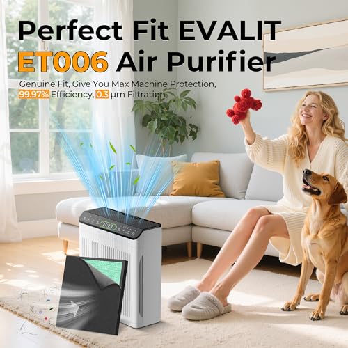 Image of Genuine ET066 Air Purifier Replacement Filter for ET066 Air Purifier, Washable HEPA 3-Stage Filtration for Pollen Smoke Pet Hair Dust, Pet Dander Version, 2 Pack