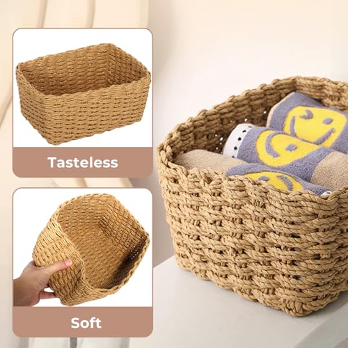 ZHHGOO 5er Set Aufbewahrungskorb Geflochten,Papierseil Braided Storage Basket,Stapelbare Speicher Storage Basket für Organisieren von Kleidung,Küchen,Badezimmer,Spielzeug Körbe Aufbewahrung