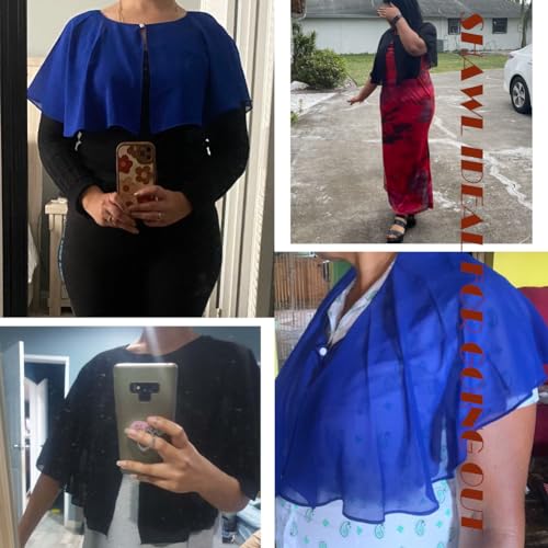 Image of Women's Soft Chiffon Shawl Wraps Shrug for Evening Dress, Wedding Cape, Bolero, Flapper Cover Up