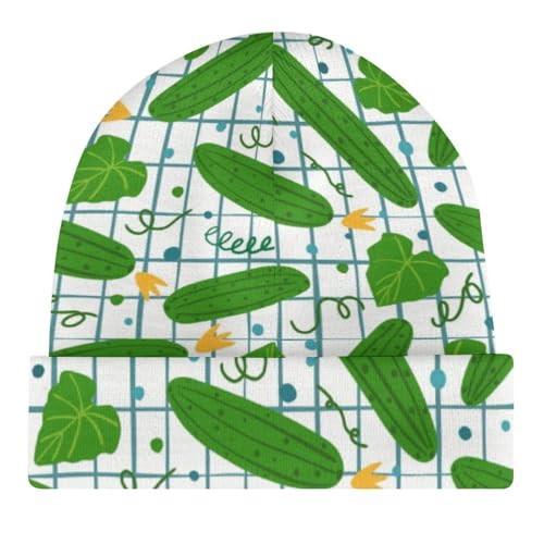 Cartoon Vegetables Cucumber Pattern Kids Beanie Hat for for Girls Boys Children Cap Winter Knitted Chemo Cancer Headwear Accessories Gifts Decoration Black4