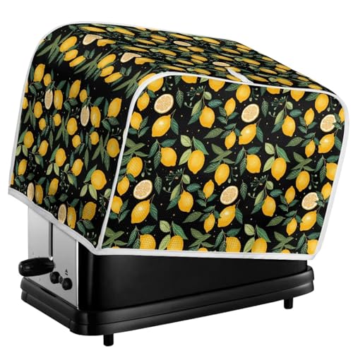 Image of Talayituse Lemon Leaf Print Toaster Cover 4 Slice Wide Slot, Lightweight Dust Protection Washable Appliance Bag Bread Maker Cover