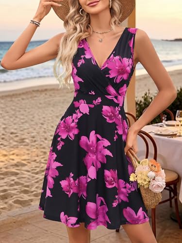 Image of GUBERRY Womens Wrap V Neck Sleeveless Sundress Summer Flare Tank Dress with Pockets