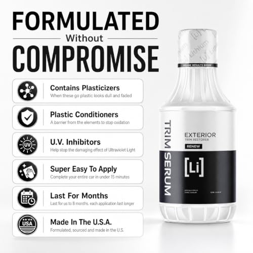 Trim Serum- Plastic Restorer for Cars- Restores Even the Most Damaged Plastic, Rubber, and Vinyl - Black Trim Restorer That Lasts For Months - Penetrates Plastic Pores Restoring Color (16 Oz) - Image 4