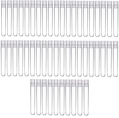 Sumedtec - 50 Piezas Tubo de plástico con Tapa. Multiuso Reutilizables para Decoración de Fiestas, Guardar Bisutería, Abalorios, Mostacillas, Lentejuelas, Dulces, Joyas, Piezas pequeñas.