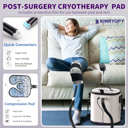 Image of Cold Therapy Machine with Programmable Timer, Portable Ice Machine for Knee After Surgery, Knee Replacement Recovery System, Cryotherapy Pain Relief w /Compression Pad
