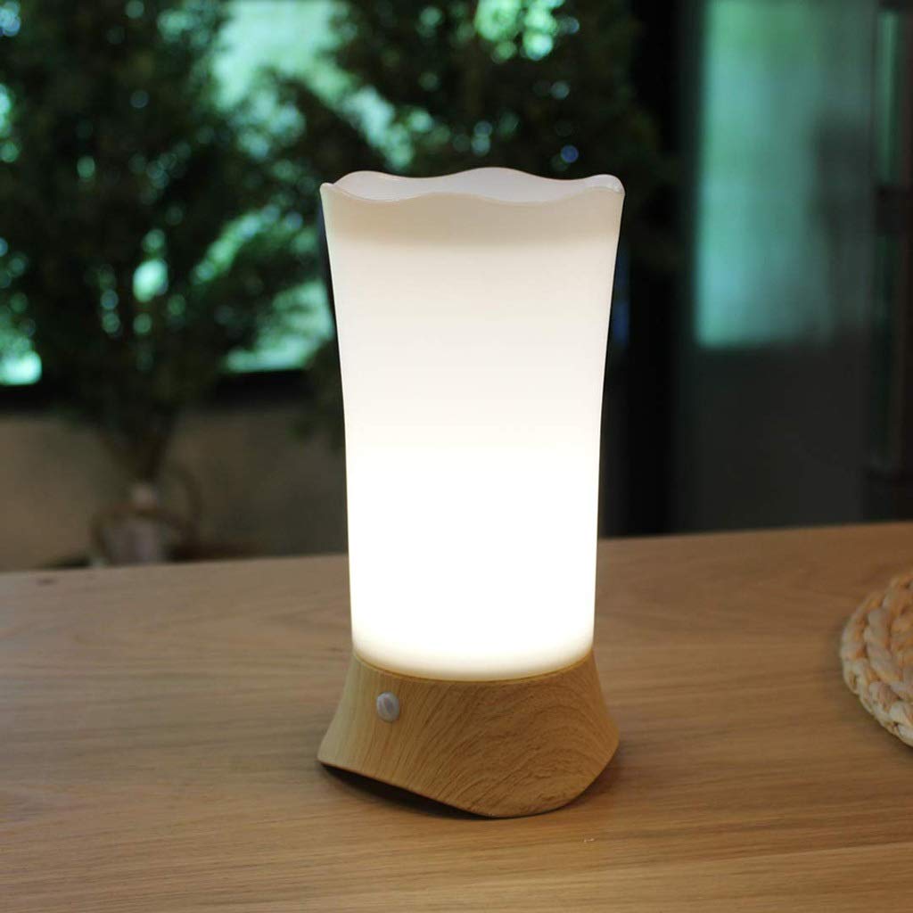 KKXXYQFC Koronkowa stołowa z czujnikiem ruchu LED Lampka nocna Lampki nocne, Mała bezprzewodowa biurkowa na baterie, Zestaw 2 szt., Do łazienki, sypialni, pokoju dziecięcego