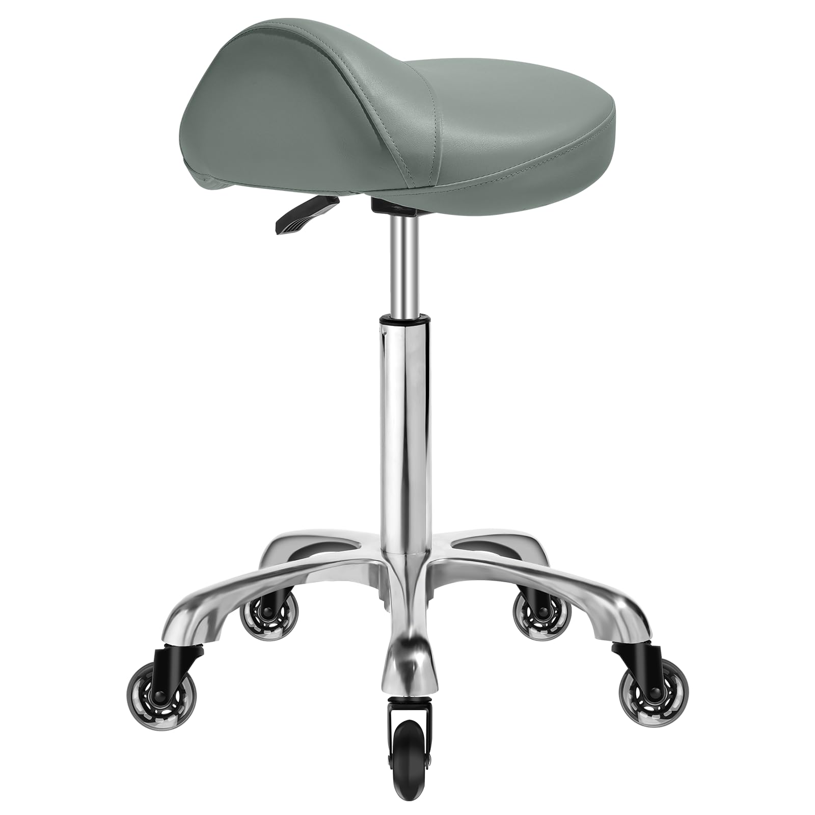 YEEZEE Ergonomic Saddle Stool, Adjustable Saddle Chair with Wheels, Gray
