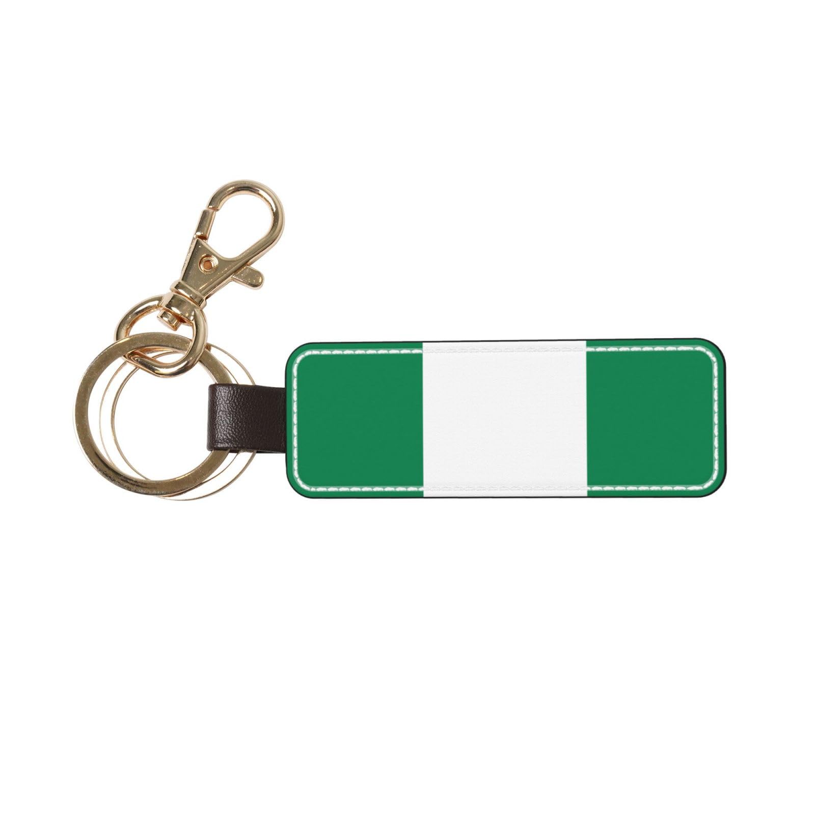 Flag of Nigeria Leather Key Chain Personalized Genuine keychains Leather Car Keychain, Universal Fob Chain Holder for Men and Women.