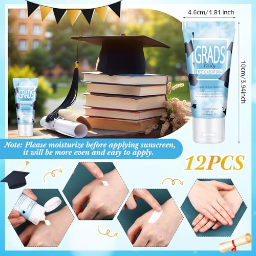Image of 24 Pcs Mini Sunscreen Bulk for Summer Party Wedding SPF 30 Water Resistant Sunscreen Lotion Bulk 1oz Travel Size for Thank You Gifts Wedding Supplies (Graduation)