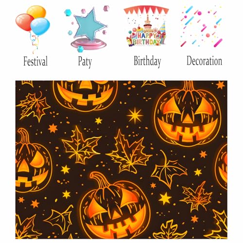 Image of Nuxovilar Pumpkin Faces Wall Tapestry Polyester 90.55x70.86 In