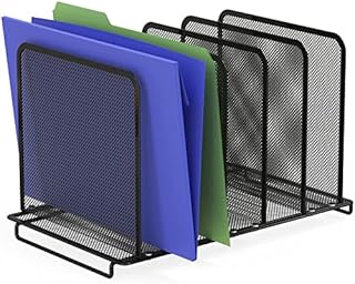 SimpleHouseware Expandable 5 Section Upright File Sorter Organizer, Black