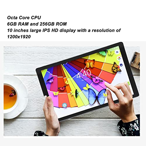 Tablet Android de 10 polegadas, Tablet PC 6 GB RAM 256 GB ROM Dual SIM Dual Standby Support WIFI Blu