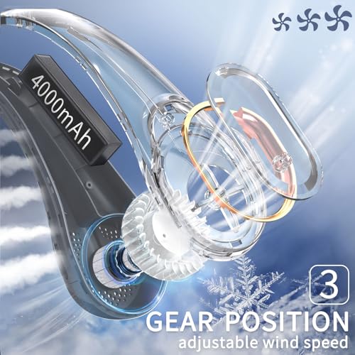 Image of FrSara Portable Neck Fan, Bladeless Neck Fan Portable Rechargeable, new upgraded version, 5200mAh , 3-Speed , 360 Surround Wind, Ultra-Quiet, USB Rechargeable, Wearable Portable Fan