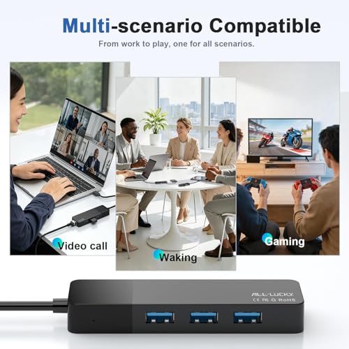 USB C to Ethernet Adapter, 3xUSB 3.0 and 1000M RJ45 Network Hub for Laptop by ALL- LUCKY - Image 4